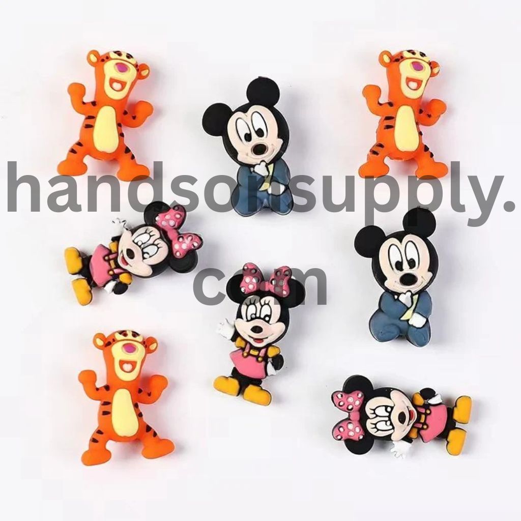 3D Cute Honey Bear and Girl Boy Mouse and Pink Girl Teacher Characters Silicone Focal Beads