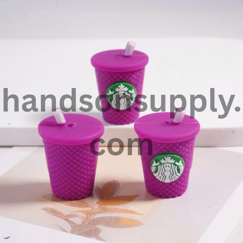 Mini 3D Cute Coffee Cup Bottle with Straw Silicone Focal Beads