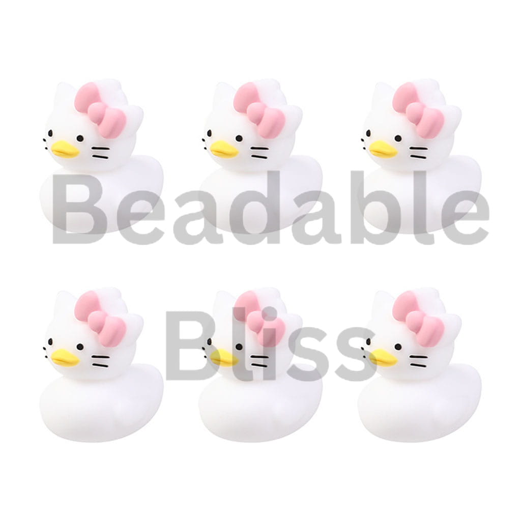 3D Silicone Focal Beads Cute Cat Characters in Duck Style