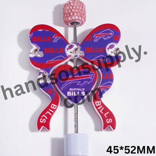 Buffalo American Football Team Bowtie & Heart Design Silicone Focal Beads Collection Set, 45*52MM