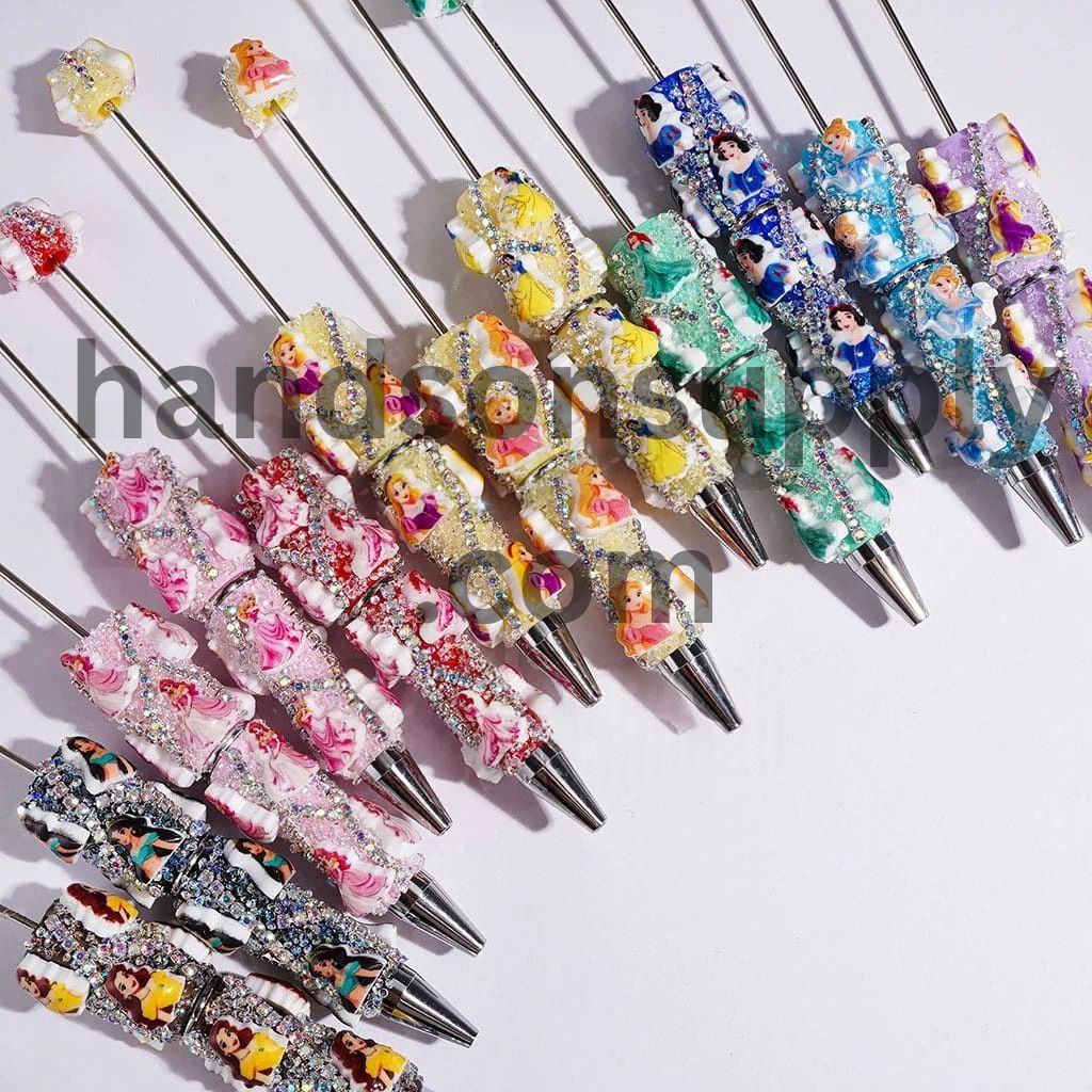 Classic Animated Princess Character series with Sparkling AB Rhinestone Chains & Clear Cone Rhinestones Accents Beadable Sugar Pens