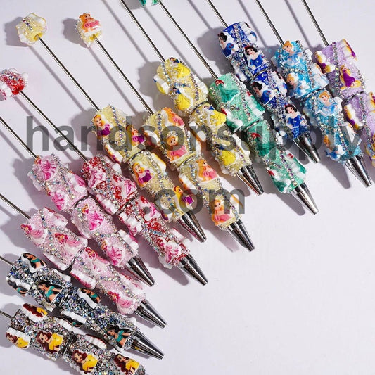 Classic Animated Princess Character series with Sparkling AB Rhinestone Chains & Clear Cone Rhinestones Accents Beadable Sugar Pens