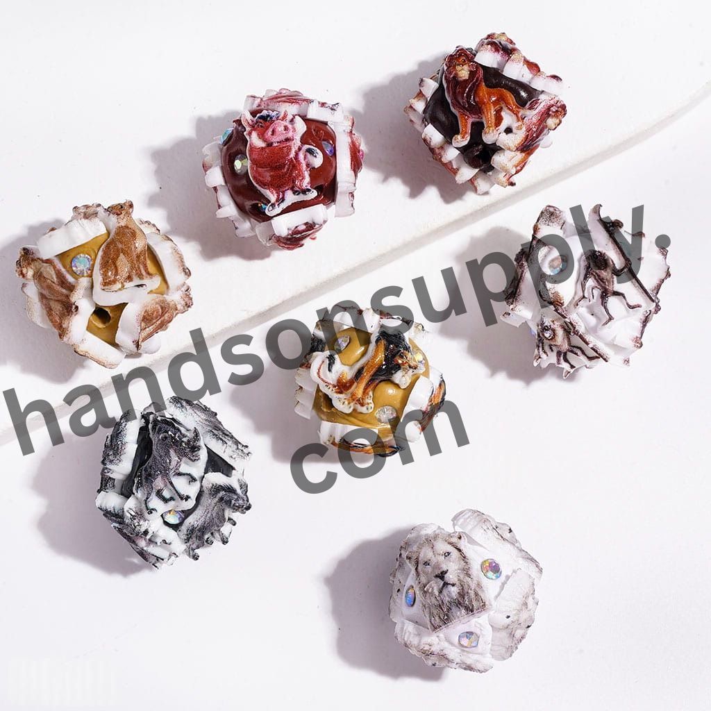Iconic Lion Leader Character Series with Sparkling AB Rhinestones Clay Beads, 20MM, Random Mix