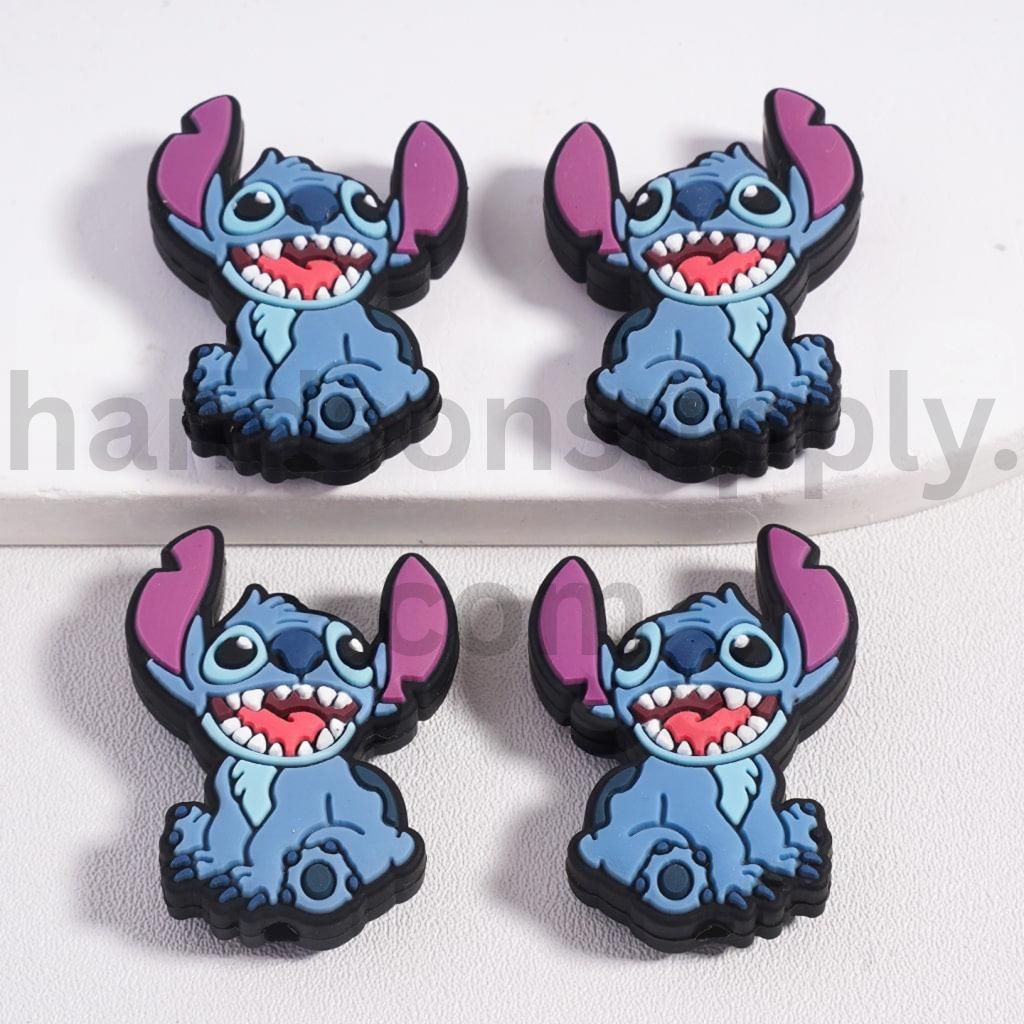 Cute Blue Stitch Eeyore Holding Teddy Bear Winnie the Pooh Silicone Focal Beads