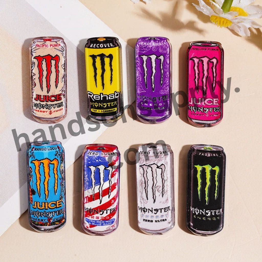 Cute Magic Claw Soda Drink Bottle Acrylic Beads, Semi-Clear, 14*32MM, Variant Designs, Random Mix