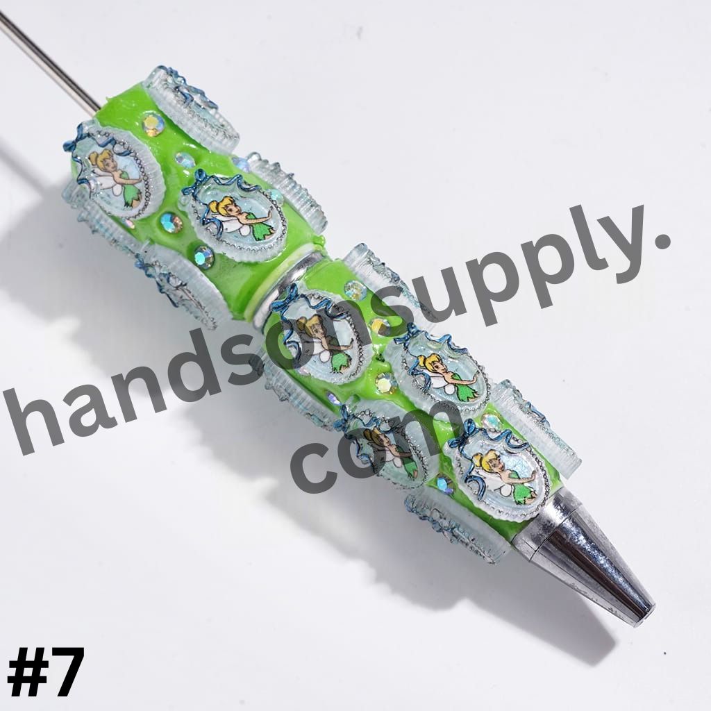 Classic Princess Character Series with Oval Mirror, Bowtie and Sparkling AB Rhinestones Beadable Clay Pens