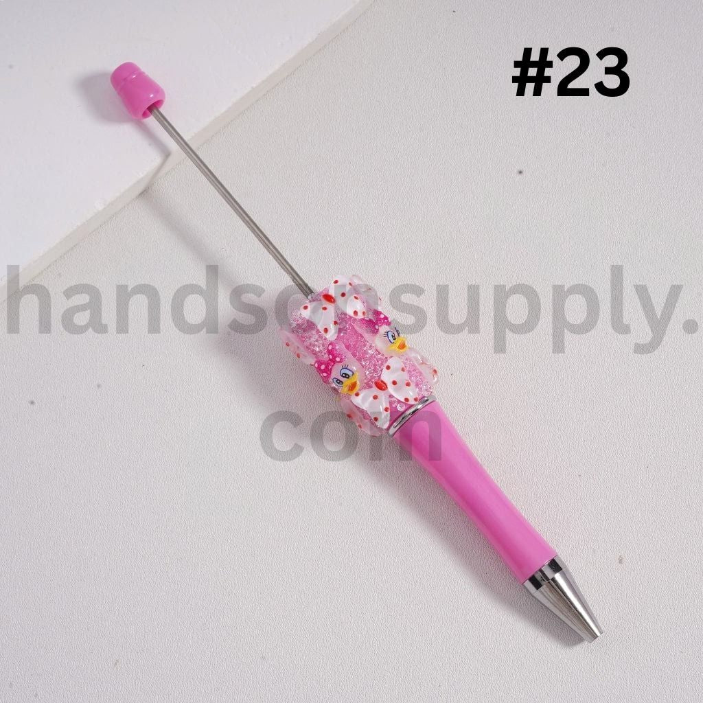 Pink Daisy Duck with Glitter Bows & Polka Dot Charms Multi Color Beadable Sugar Pens Random Mix