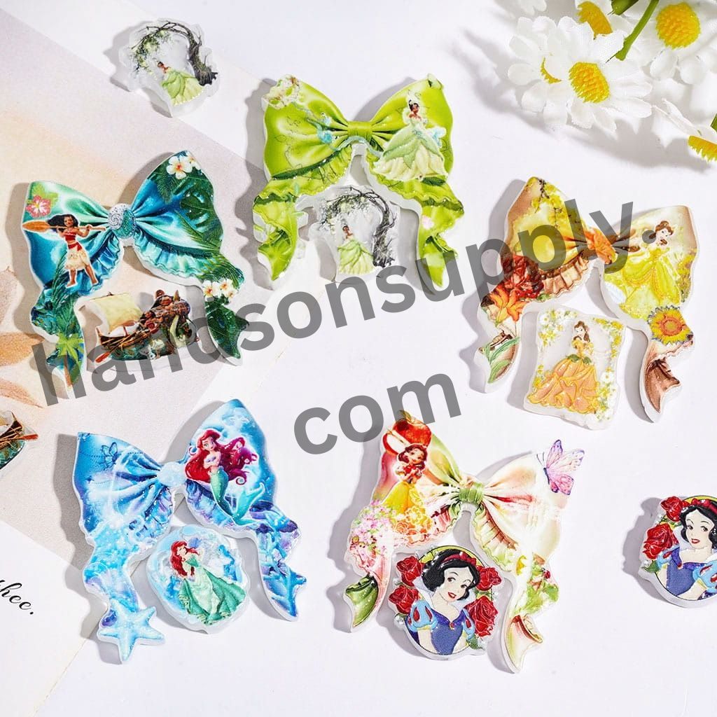 Cute Adorable Tiny Pretty Disney Princess Series Bow & Ornament Acrylic Beads Random Mix (Please Read Description)