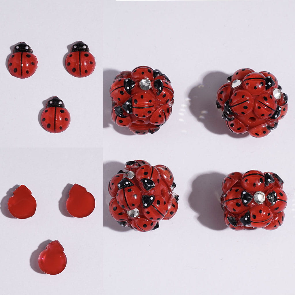 Adorable Tiny Red Ladybugs with Black Spots for DIY Bead Jewelry Accessories, 8*10MM
