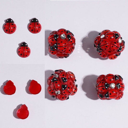 Adorable Tiny Red Ladybugs with Black Spots for DIY Bead Jewelry Accessories, 8*10MM