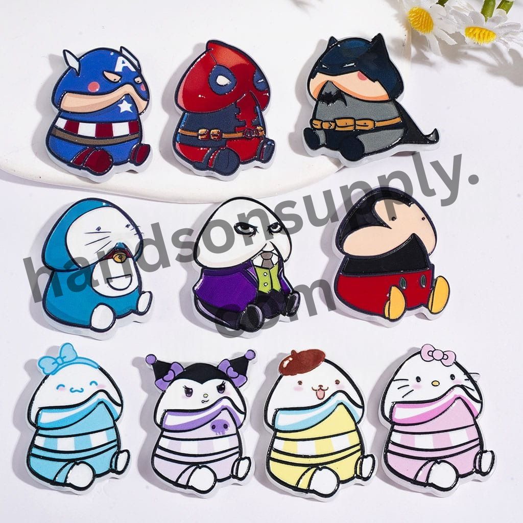 Strong & Adorable Classic Anime Animal Character Acrylic Beads with Cool Man Exclusive Theme, Variant Designs, Random Mix