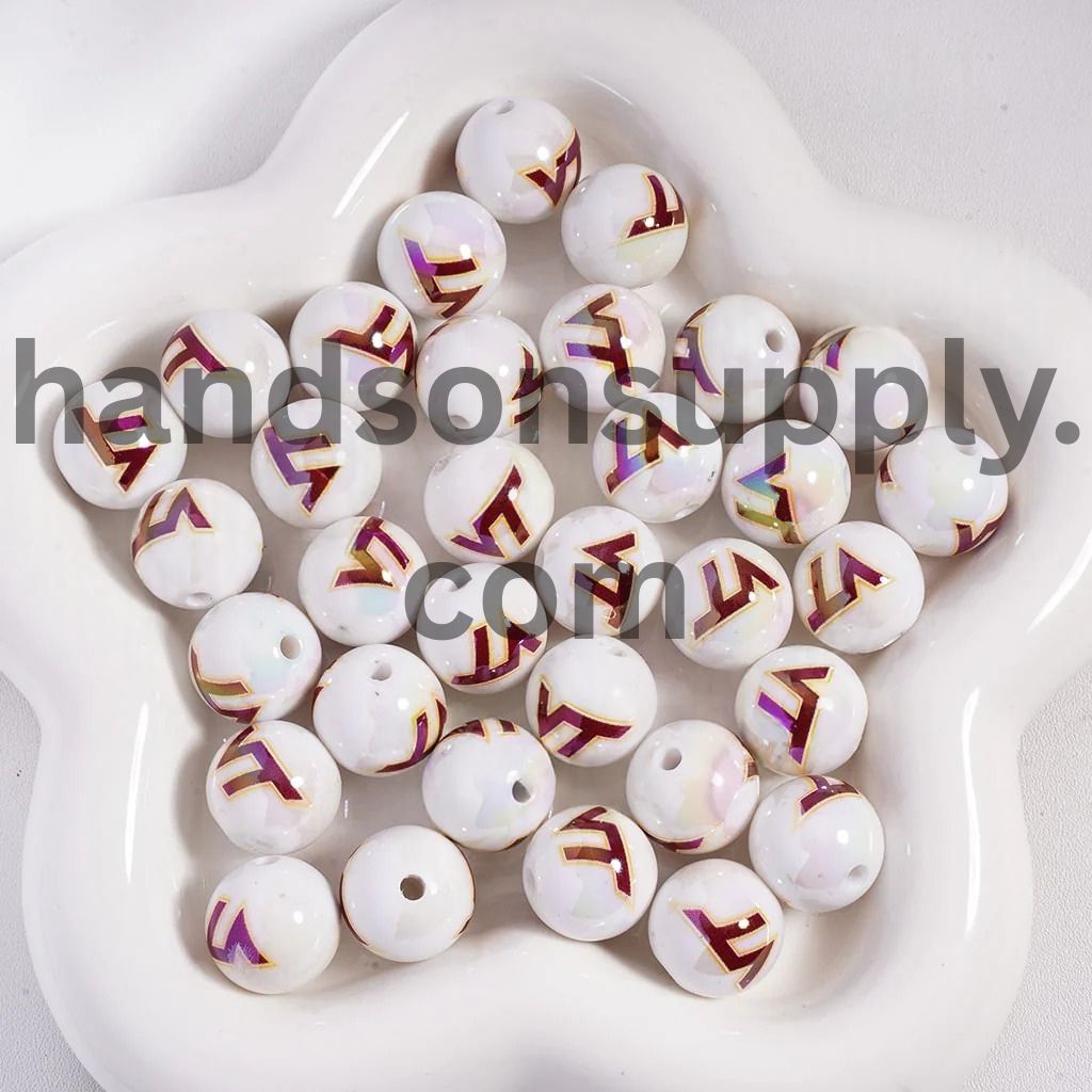 UV Coating American College Football Acrylic Beads, 16MM