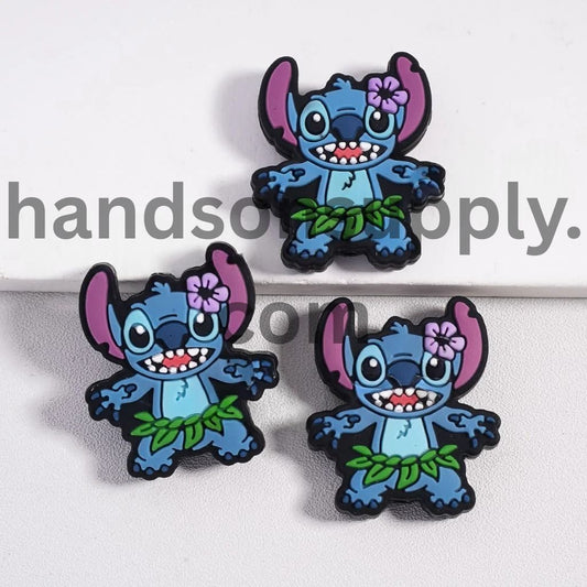 Lovely Blue Monster Character Series Silicone Focal Beads