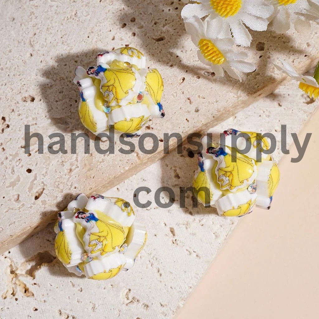 Classic Animation Pretty Princess CharacterClay Beads and AB Rhinestones, 20MM Multi-Color