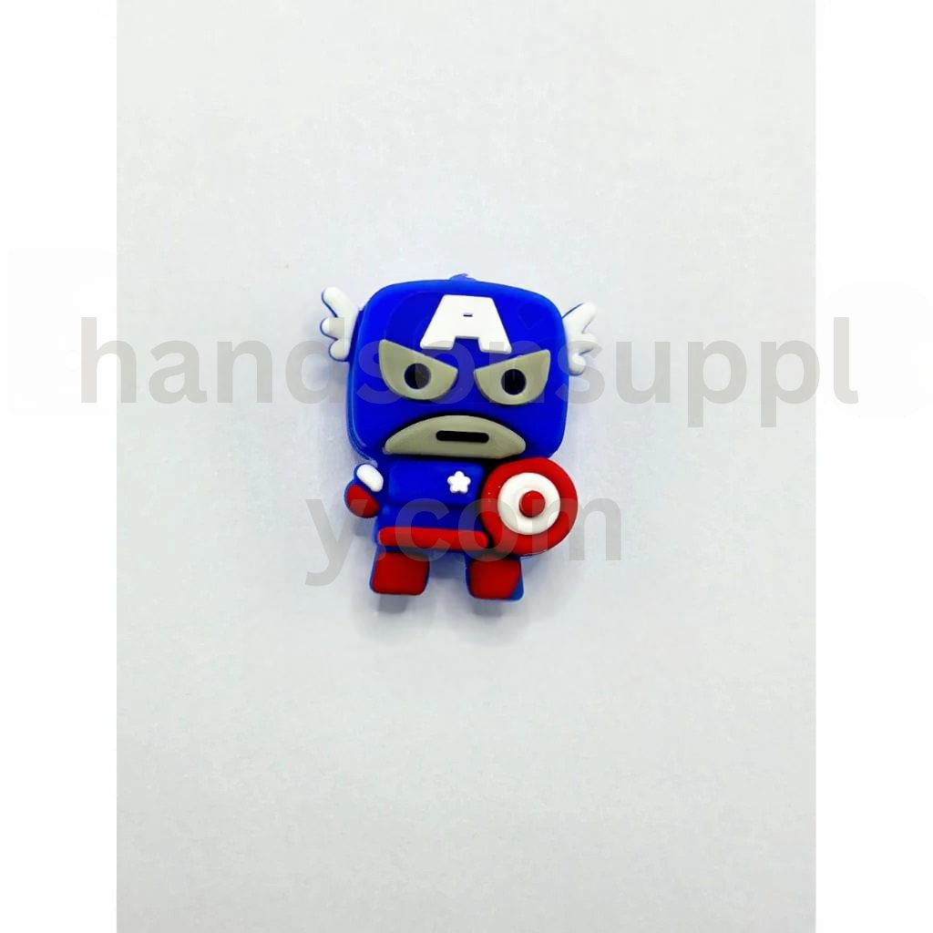3D Marve Captain Americ Little Cute Silicone Focal Beads