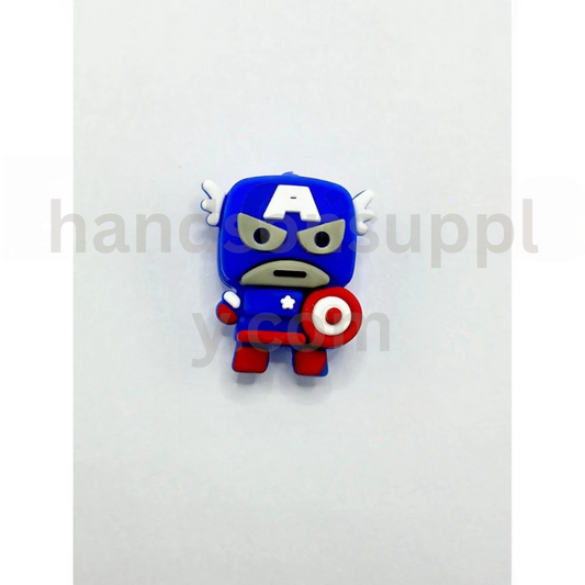 3D Marve Captain Americ Little Cute Silicone Focal Beads