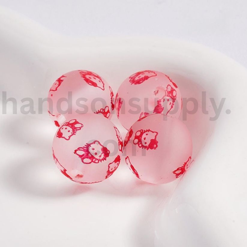 Luminous Frosted Matte Cute Cat Multi-Color Printed Acrylic Beads 16MM (Single Color is available for 200pcs(Whole Bag) Only)