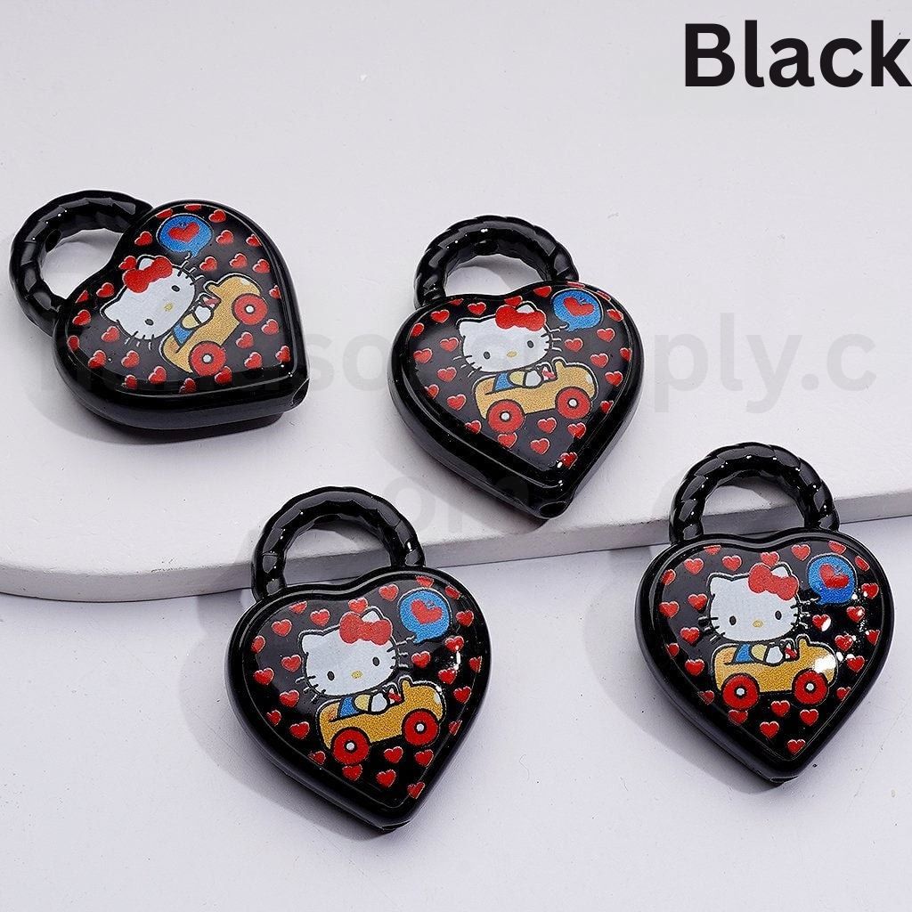Cute Heart Shape Hand Bag Cute Cat Character Topic Acrylic Beads, 39*30MM