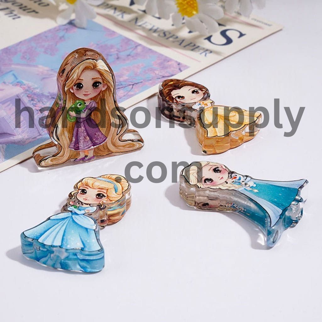 Classic Animation Beautiful Princess Character Series Clear Acrylic Beads, Random Mix