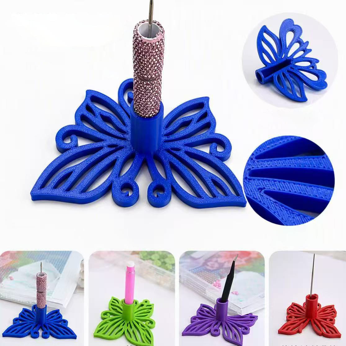 3D Printed PLA Adorable Butterfly Pen Holder, Single-Hole Desktop Stand & Craft Tool Organizer for Pens, Tweezers & Embroidery Needles, 45MM, Multi-Color, Random Mix