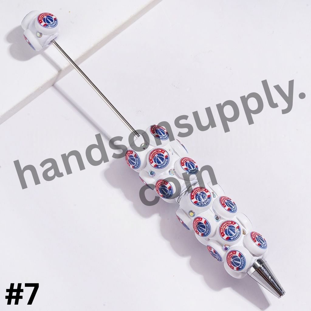 American Basketball Team Logo Design & Sparkling AB Rhinestone Beadable Clay Pens