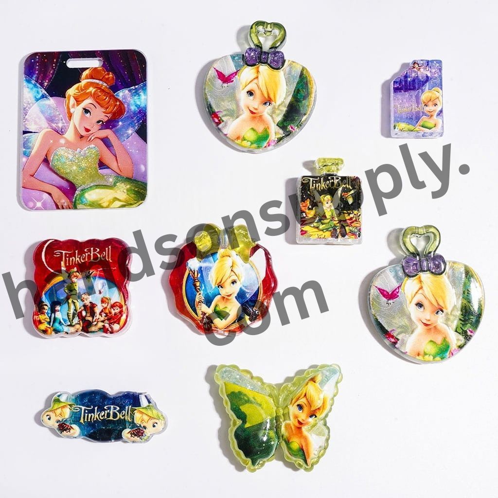 Dreamy Fantasy Flying Fairy Character Series Crackle Acrylic Beads & Pendant Charms, Random Mix