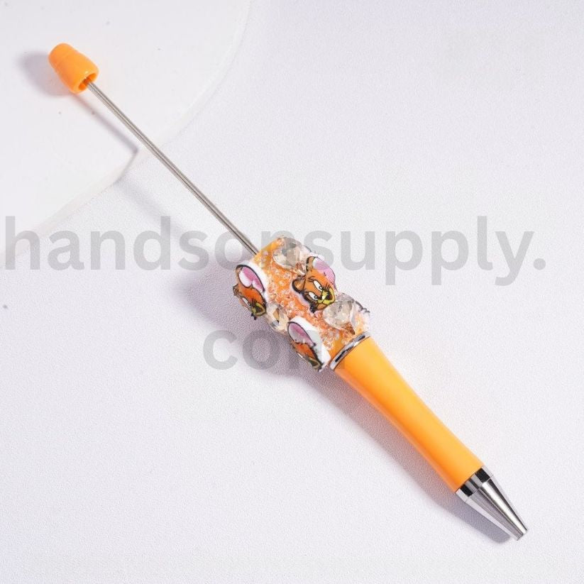 Kawaii Cute Beadable Pen with Clear Shiny Hearts and Cartoon Characters Micke Winni the Pooh Alie To Lots Bear James P. Sulliva