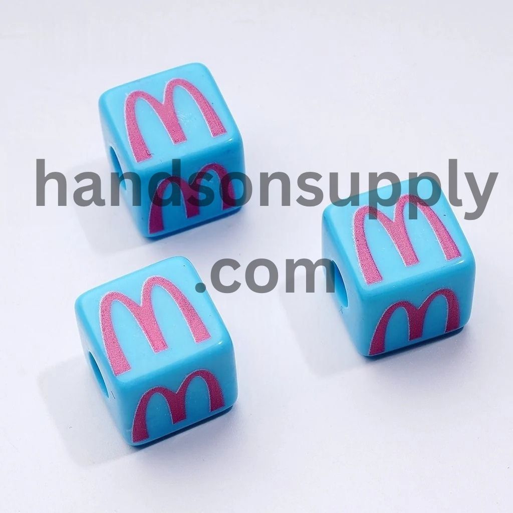 Multi-Color McDonal Series Square Cube Cute Acrylic Beads, Around 16MM