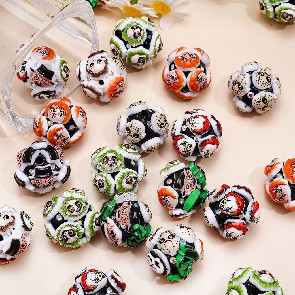 Halloween Horror Character Series Style Black & White Clay Beads 20MM Random Mix