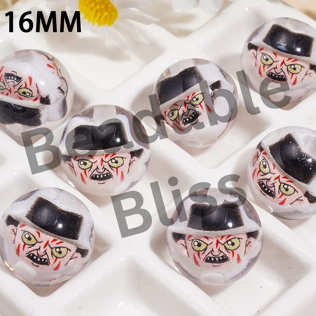 Horror Character Embedded Inside the Bead Transparent Round Shape Acrylic Beads 16MM