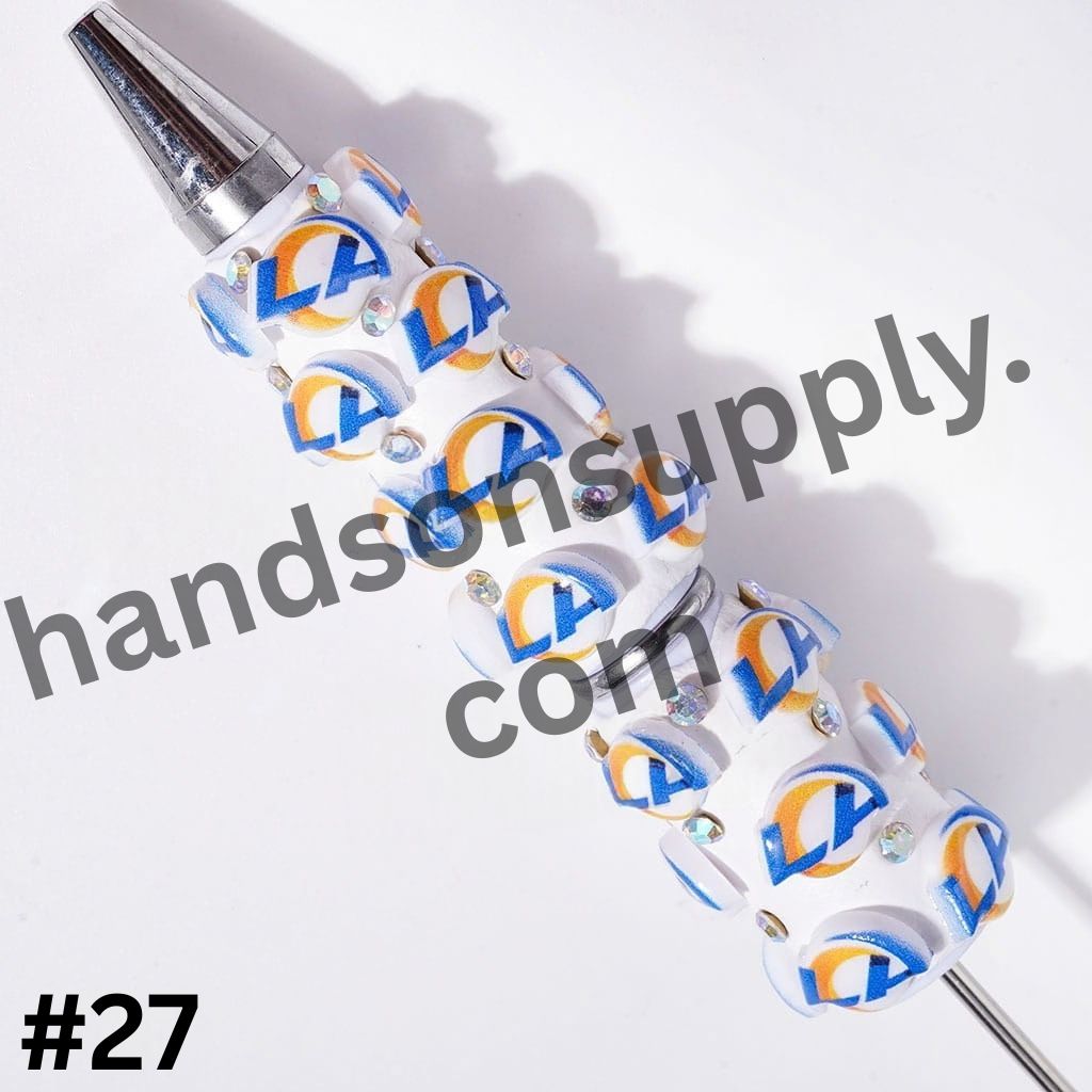 NY American Football Baseball Team Designs with Sparkling AB Rhinestones Beadable Clay Pens
