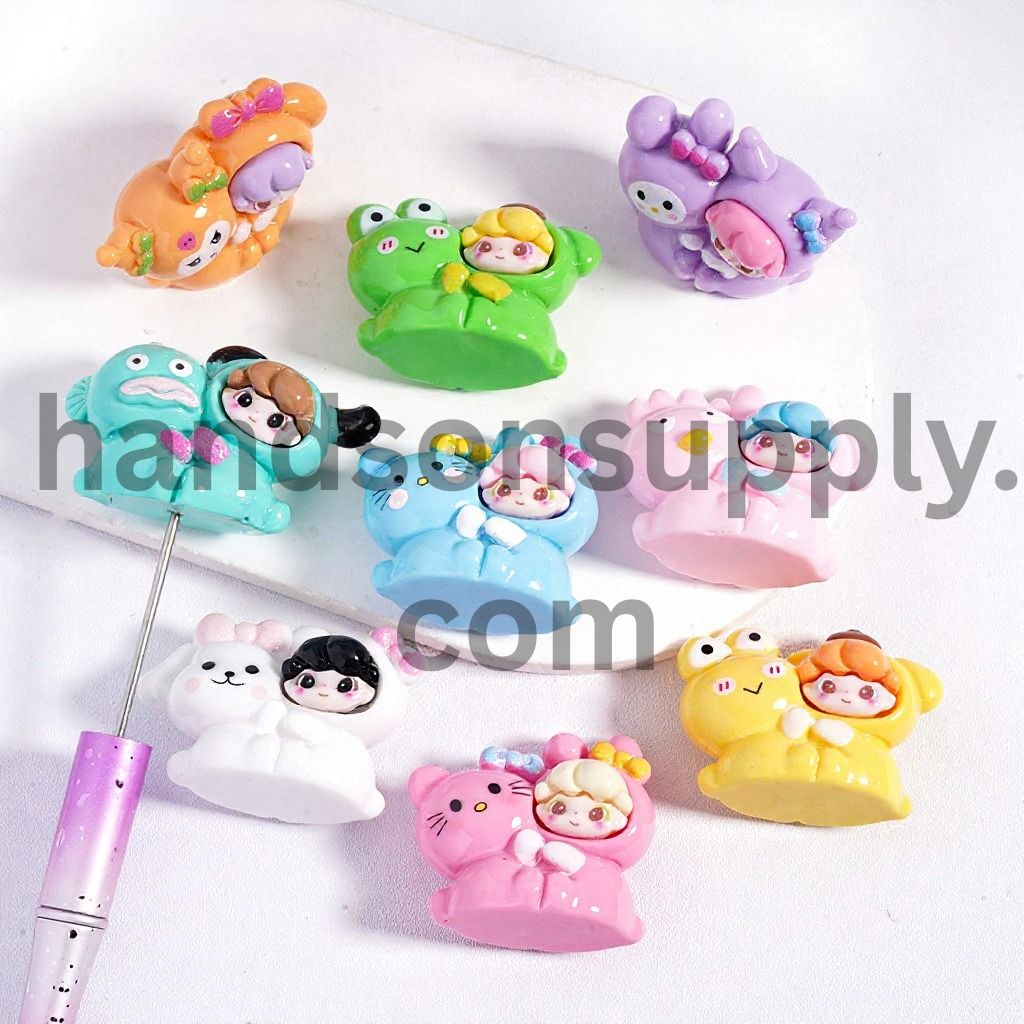Adorable Mixed Character Figurines Multi-Style Acrylic Beads & Pen Toppers Random Mix