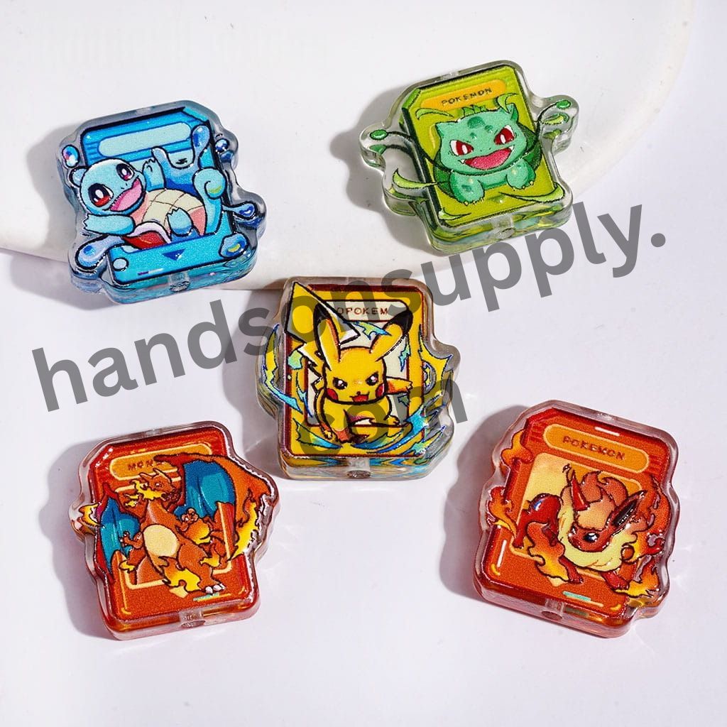 Small Monster Character in Yellow Blue Green Orange Cartoon Game-Themed Acrylic Beads, Multi-Color Random Mix