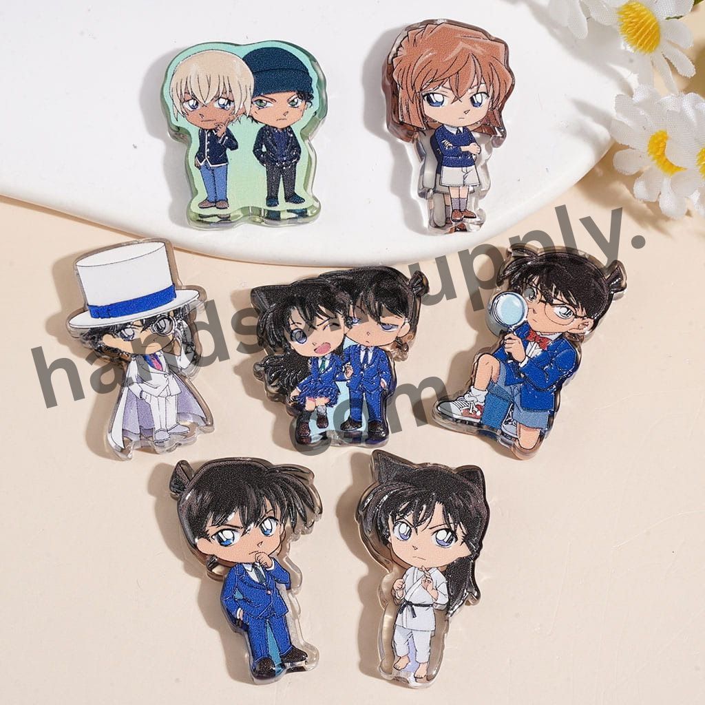 Cute Smart Detective Japan Anime Character Acrylic Beads, Variant Designs, Random Mix