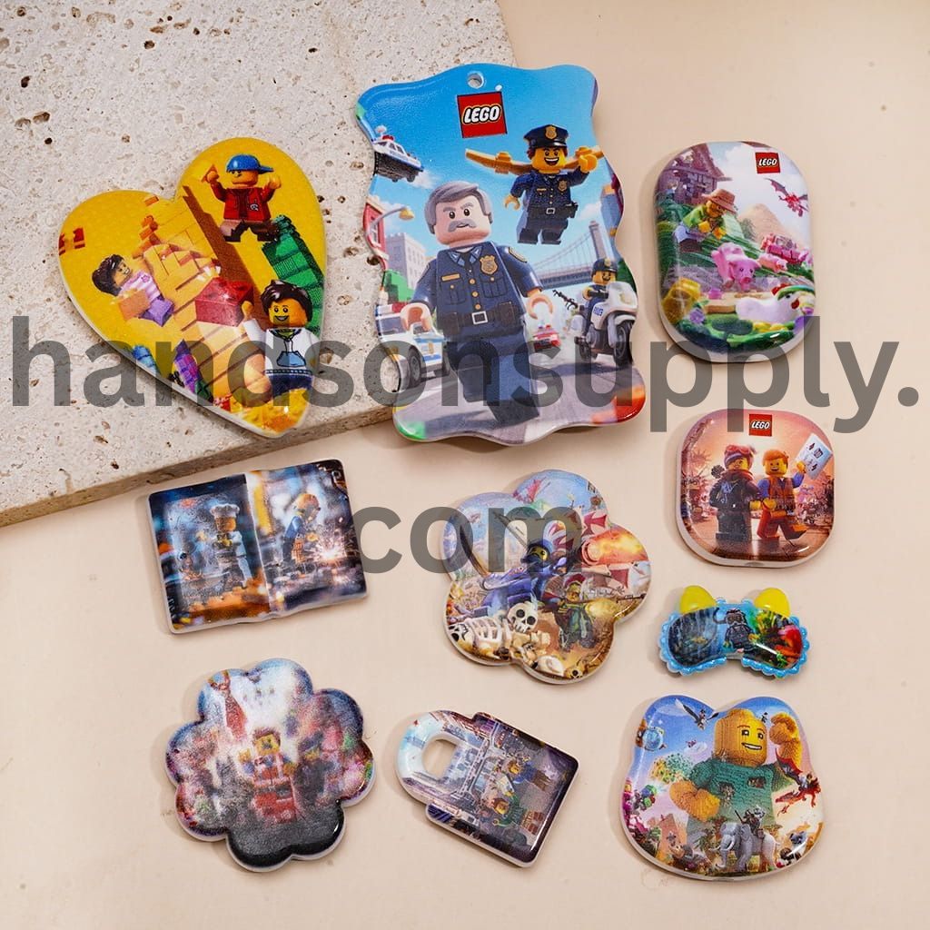 Building Block Bricks Series in Various Styles Acrylic Beads for Pendants Random Mix