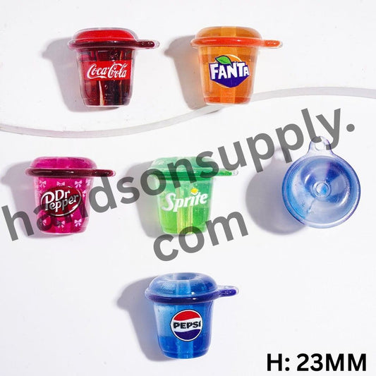 Popular Soda Carbonated Soft Drink Cup Design Acrylic Beads for Charms or Pendants, Height 23MM, Semi-Clear, Random Mix