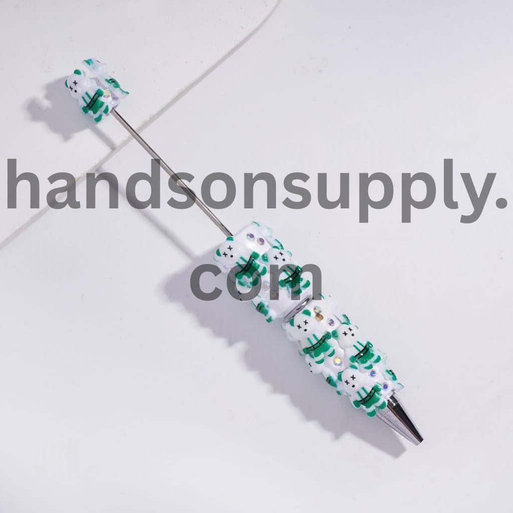 Violent Bear with AB Rhinestones and White Pearl Beadable Clay Pens