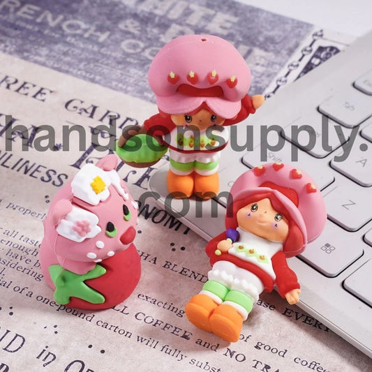 Cute Rubber Soft PVC Figurine Berry Girl Series, can be also used as Beads or Pen Topper, Random Mix (Size Varies Between 43 to 52 MM Depending on Figurine)