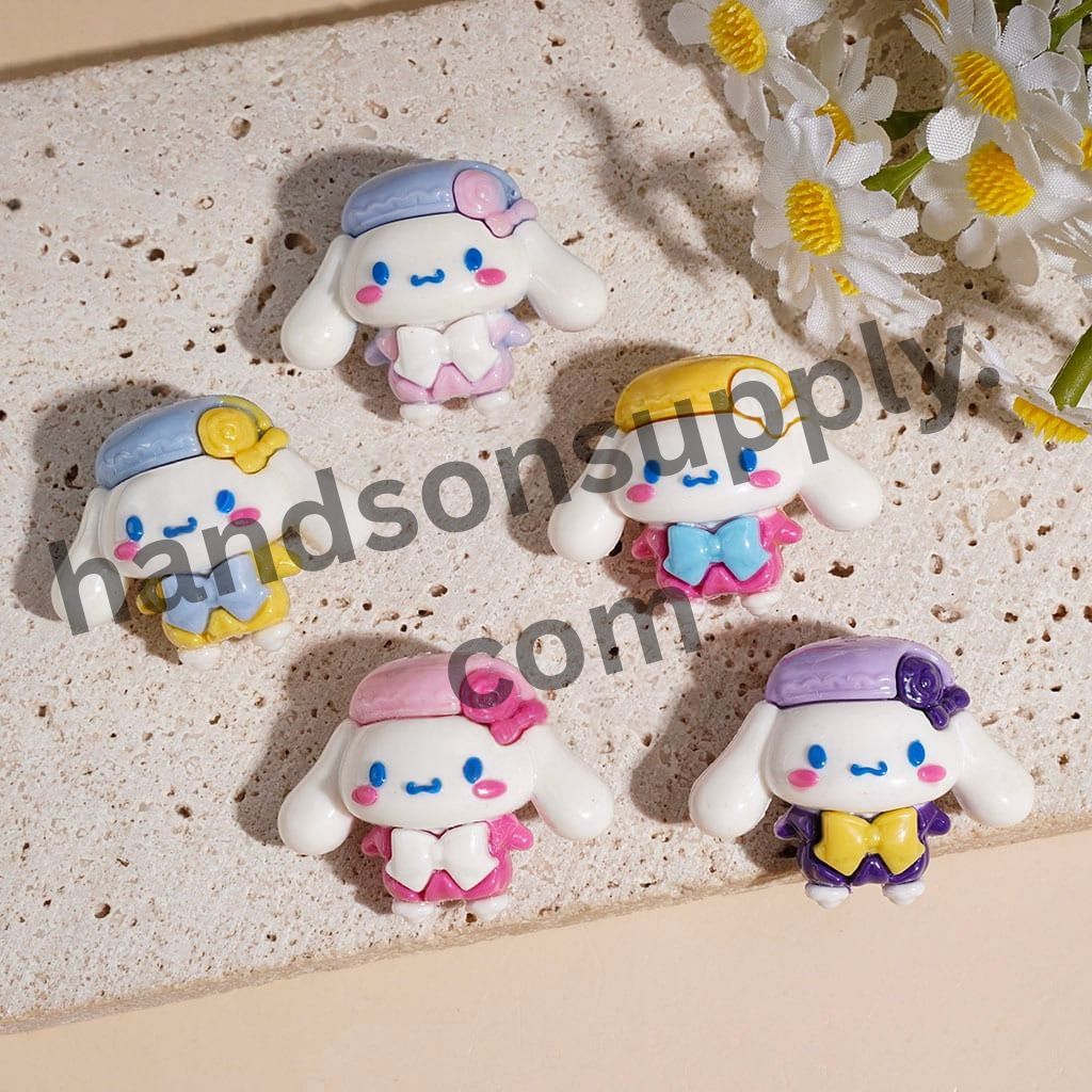 Cute Big-Eared Dog Puppy Character with Bowtie and Hat Soft PVC Rubber Beads Height 27MM Multi-Color Random Mix