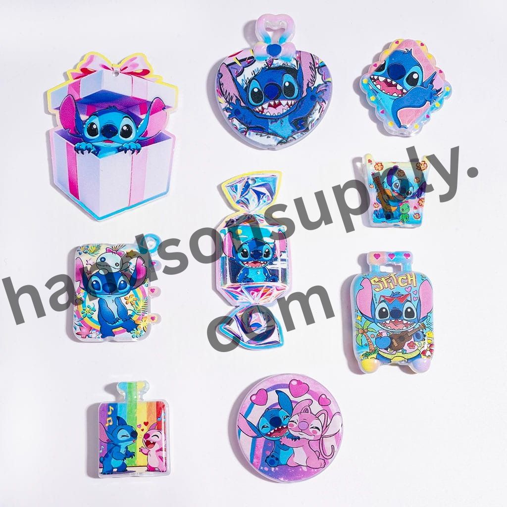 Adorable Blue and Pink Monster Character Design Series Acrylic Beads and Pendants, Random Mix