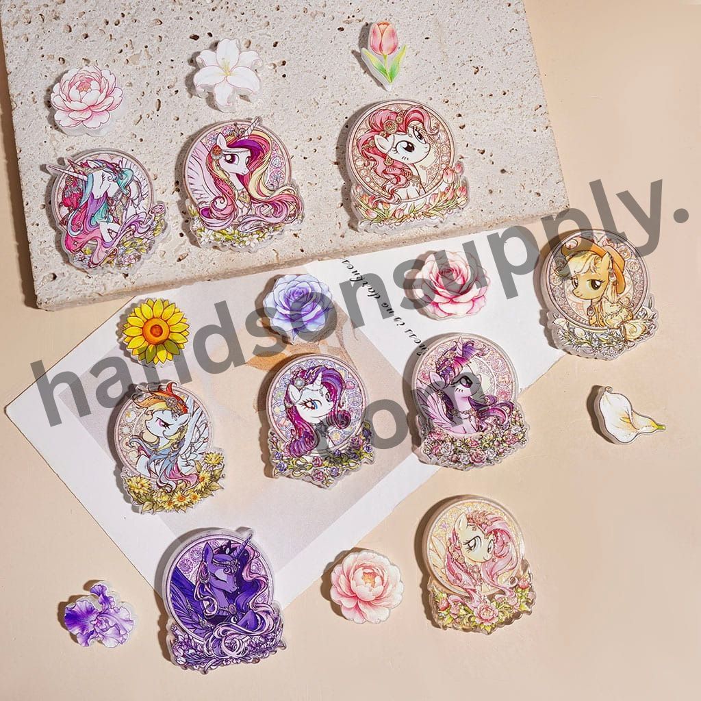 Whimsical Unicorn Horse with Dainty Flower Acrylic Beads, Random Mix (Please Read the Description)