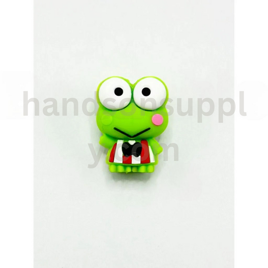 3D Green Frog Character Cute Keroppi Adorable Character Inspired Design Silicone Focal Beads