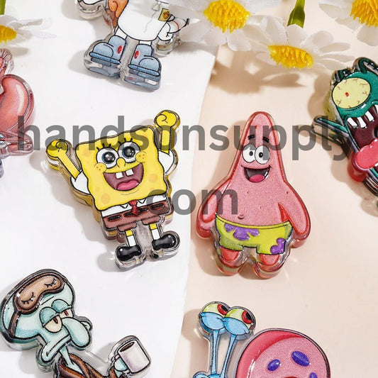 Cute Yellow Sponge SquarePants Animated Cartoon Character Series Acrylic Beads Random Mix