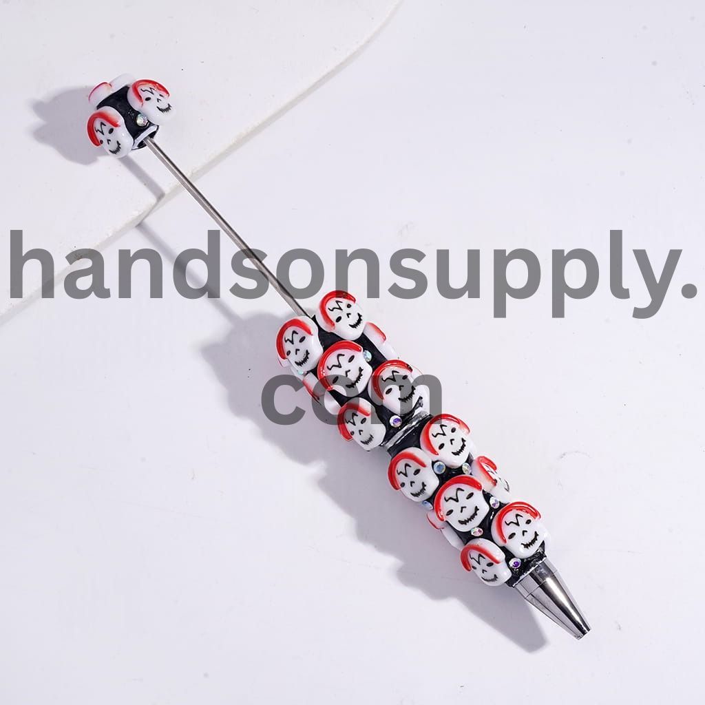 Halloween Skull & Ghost with AB Rhinestones Beadable Clay Pens Random Mix
