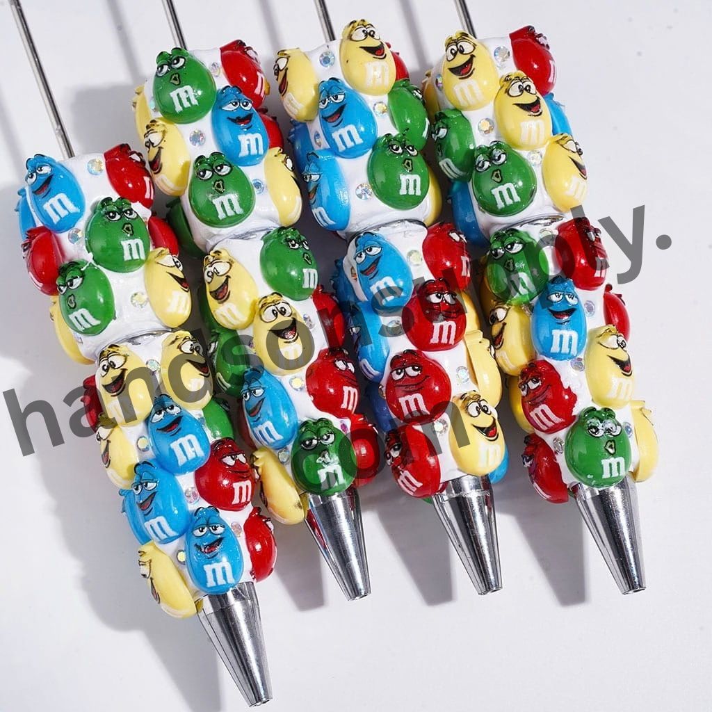 Playful Assorted Expression Candy Chip Designs with Sparkling AB Rhinestone Beadable Clay Pens