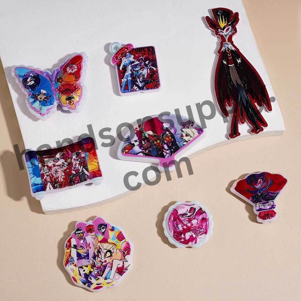 Hell Hostel Assorted Character Shapes & Designs, Acrylic Beads for Pendants, Random Mix