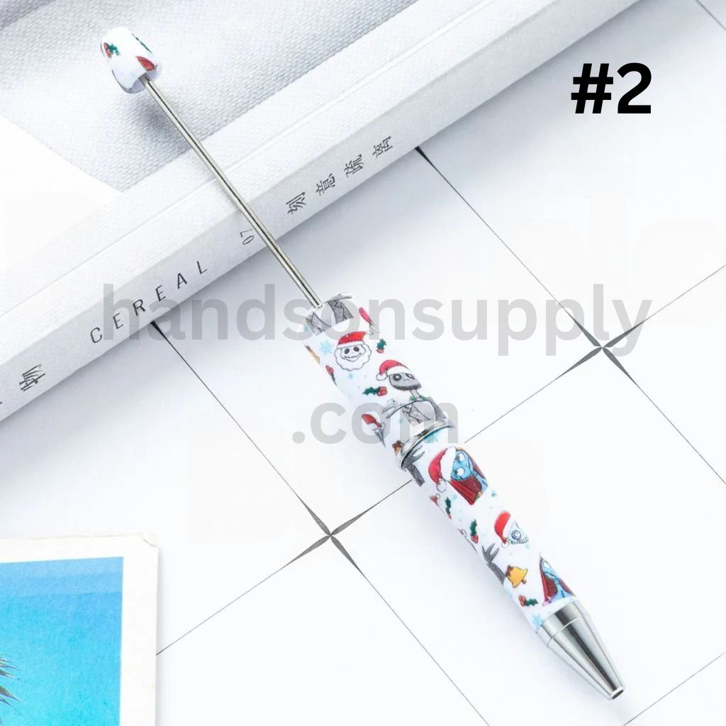 Jac and Sall The Nightmare Before Christmas Printed Theme on White Beadable Pen