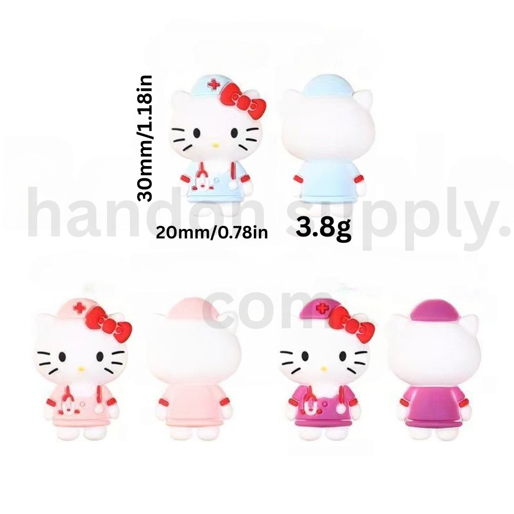 3D Cute Silicone Focal Beads Purple Blue Pink Hello Kitty Nurse Design Random Mix