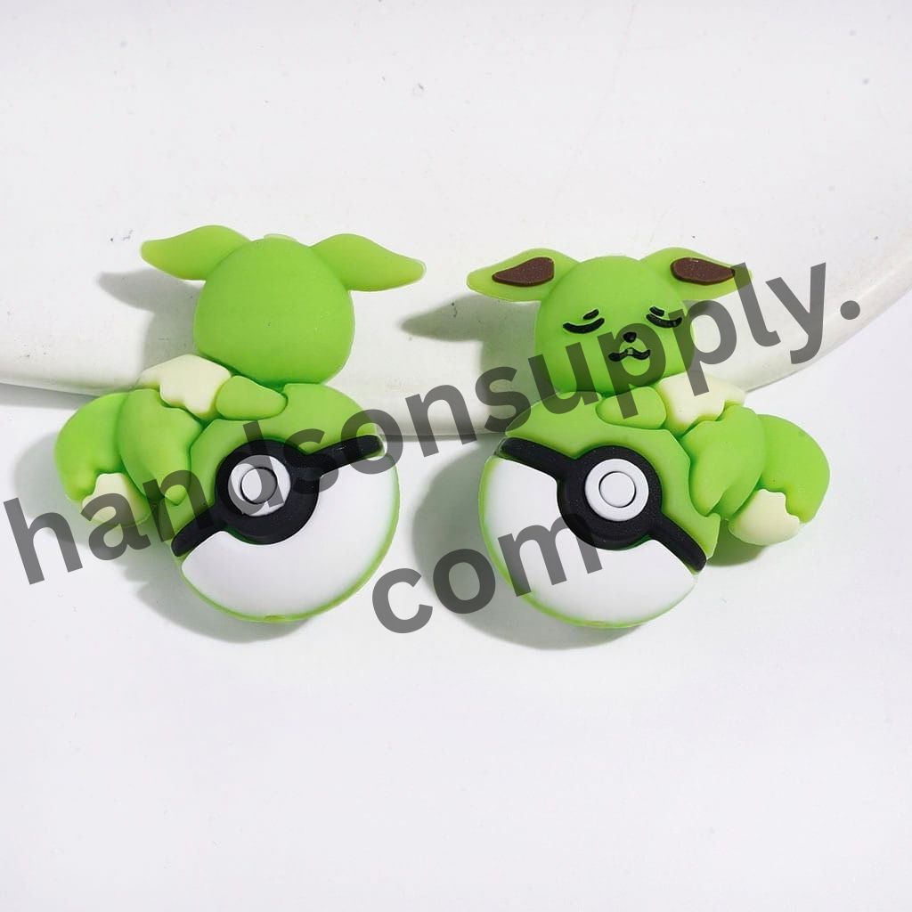 3D Cute Elf Character Resting on Magic Ball Silicone Focal Beads, 31*33MM, Multi-Color