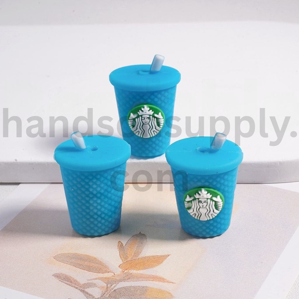 3D Cute Coffee Cup Bottle Theme with Straw Silicone Focal Bead Random Mix